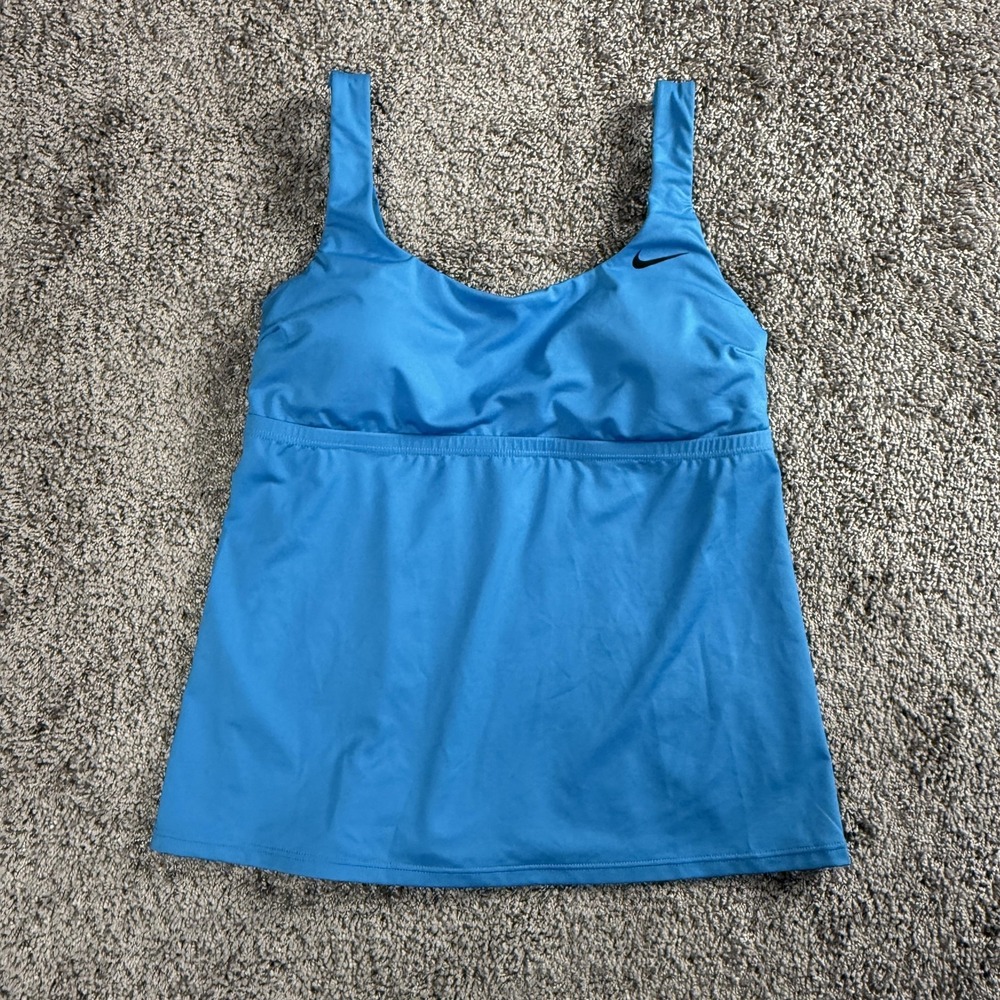 Nike Womens Tankini Swim Top Medium Blue Athletic Sport Tank Activewear